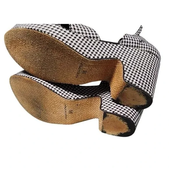 Free People Houndstooth Addison Platform Ankle Strap Size EU 38 US 8 - Picture 6 of 10
